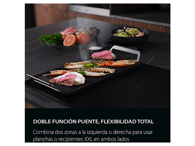 AEG TR64IT00FB — Placa inducción, 4 zonas Flex de 22 cm, 59 cm, Negro, Función Puente