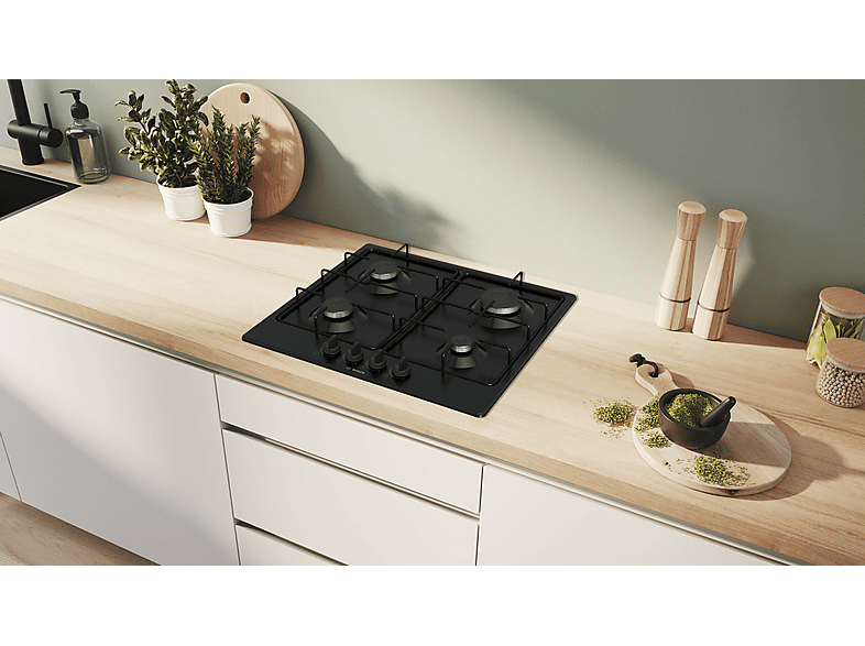 BOSCH Serie 4 PGP6B6K80 — Placa de gas, 58,2 cm, Negro, 4 zone(s) zonas