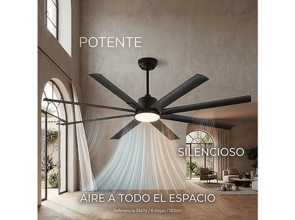 SELEOK NAPOLI_182 — Ventilador de techo, 6 velocidades, Negro