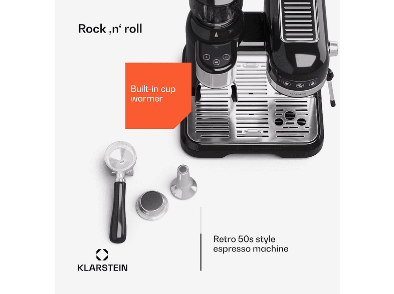 KLARSTEIN Bella Café Espresso — Cafetera espresso, 1550 W, Negro, 20 bar
