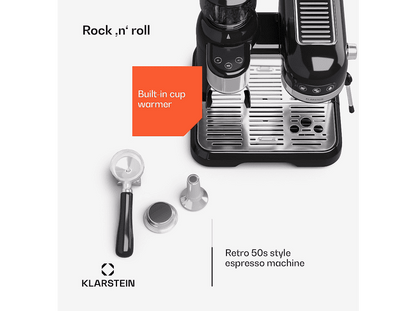 KLARSTEIN Bella Café Espresso — Cafetera espresso, 1550 W, Negro, 20 bar