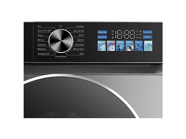 HYUNDAI HLF814IADI00 — Lavadora carga frontal, 8 kg, 15 programas, Inox