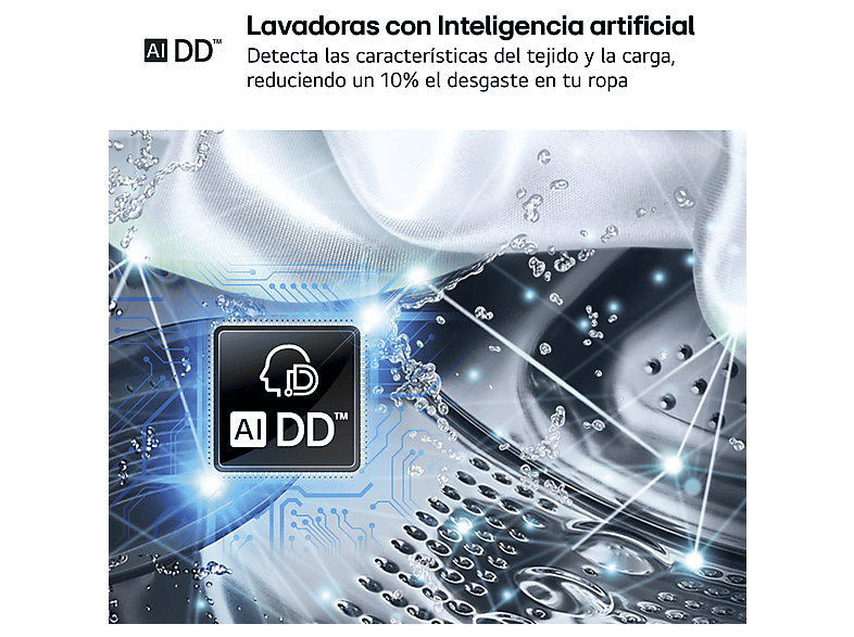 LG F4X1009NWK — Lavadora carga frontal, 9 kg, 10 programas, 1400 rpm, AI Direct Drive™