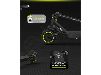 OLSSON MAMBA X-TREM DUAL 50km Autonomía — Patinete electrico, Pot. máx. 2000 W, Carga máx. 120 kg, 15000 mAh, Negro