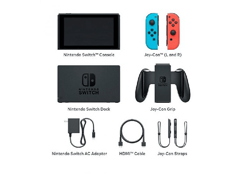 NINTENDO Switch — Consola, 6.2", Joy-Con, Azul y Rojo Neón