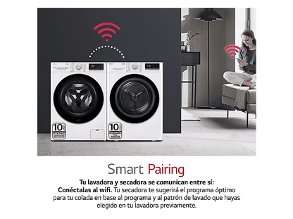 LG RH90V5AV6N — Secadora, 9 kg, 14 programas, Blanco, Bomba de calor