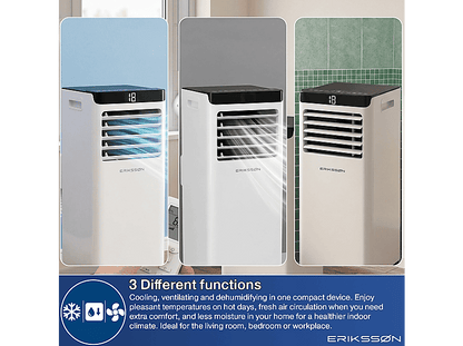 ERIKSSØN Silent Comfort Series Mobile Air conditioner blanco — Aire acondicionado portátil, 30 m², 10000 fg/h, 61 dB(A)
