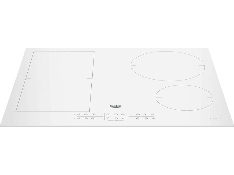 BEKO — Placa de inducción, Blanco, Placa inducción- Beko HII64200FMTW, 4 zonas + 1 FlexiZone, IndyFlex