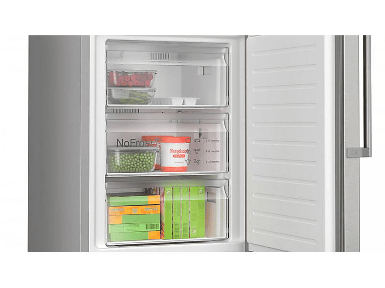 BOSCH KGN397ICT — Frigorífico combi, Altura 203 cm, Inox, No Frost, Capacidad 363 l