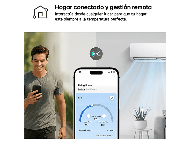 LG WIFIECO12.SET — Aire acondicionado Split 1 x 1, Blanco, 2967 fg/h, ThinQ