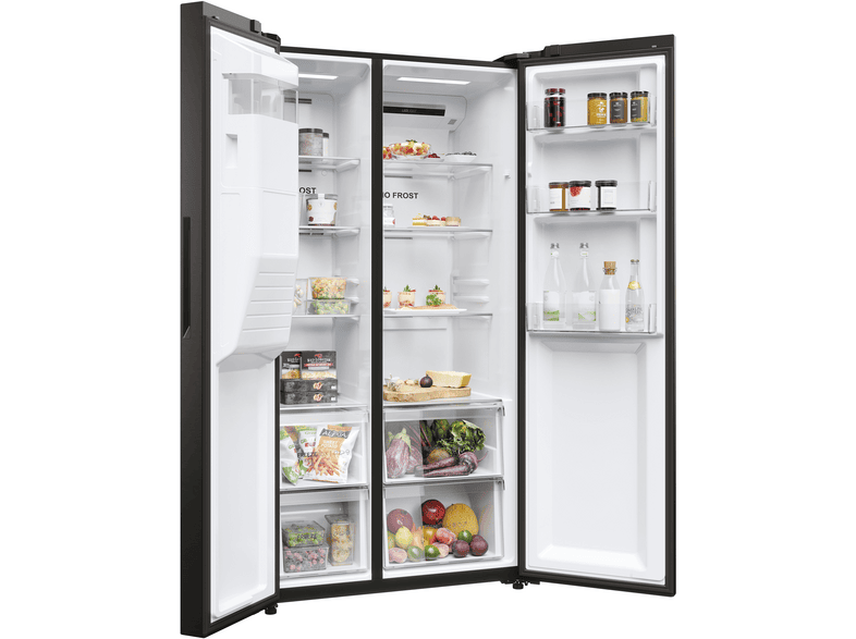 HAIER 34005237 — Frigorífico americano, Altura 1775 mm, Negro, No Frost, Dinámico (con ventilador)