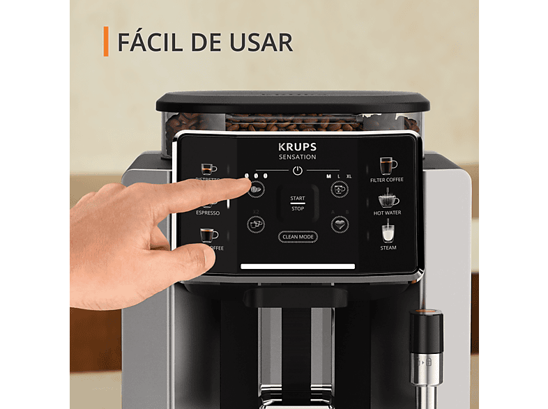 KRUPS Sensation C90 EA910E10 — Cafetera superautomática, 1450 W, 1.7 L, 6 programas, Autolimpieza