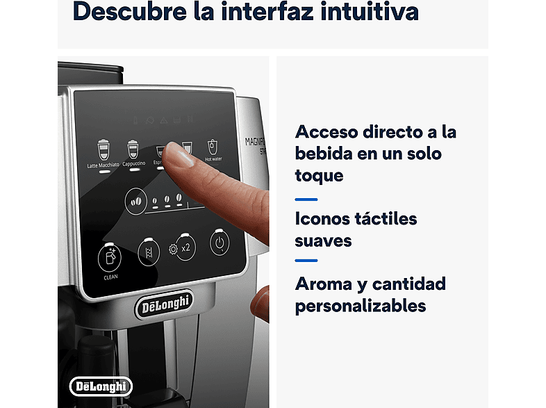 DE LONGHI — Cafetera superautomática, 1450W, De'Longhi Magnifica Start Milk, ECAM220.80.SB, 15bar