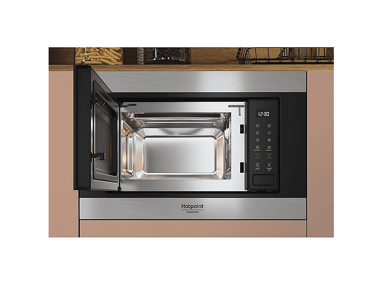 HOTPOINT MF20S IX HA.1 — Microondas integrable, 900 W, Negro, 6 potencia, 20 l