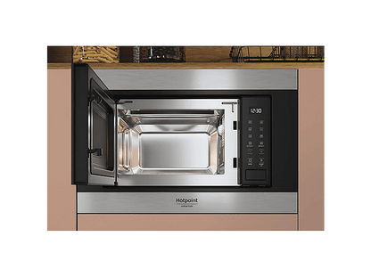 HOTPOINT MF20S IX HA.1 — Microondas integrable, 900 W, Negro, 6 potencia, 20 l