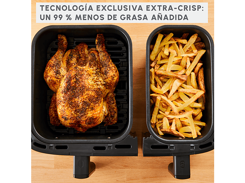 MOULINEX Dual Fry & Grill EZ905D — Freidora de aire, 2700 W, 8.3 L, Táctil, Inox