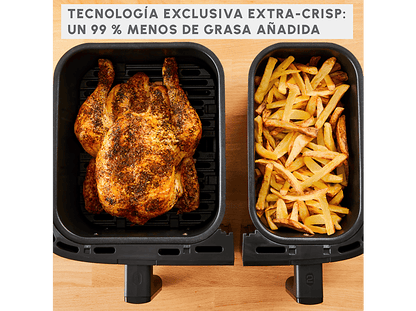 MOULINEX Dual Fry & Grill EZ905D — Freidora de aire, 2700 W, 8.3 L, Táctil, Inox