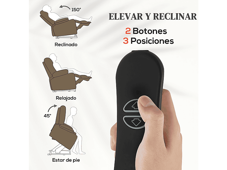 HOMCOM 713-178V92BN — Sillón levanta personas, 46 kg, Marrón