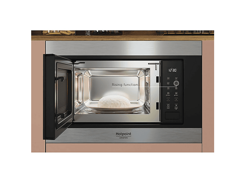 HOTPOINT MF20S IX HA.1 — Microondas integrable, 900 W, Negro, 6 potencia, 20 l