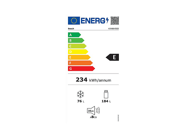BOSCH AKLBB1723250214 — Frigorífico combi, Altura 1772 mm, Blanco, No Frost, 260 Litros