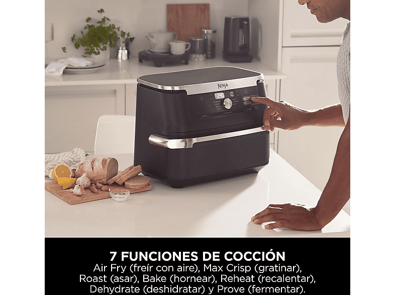 NINJA FlexDrawer 7 en 1 AF500EU — Freidora de aire, 2470 W, Negro, 7 Programas, Capacidad 10.4l