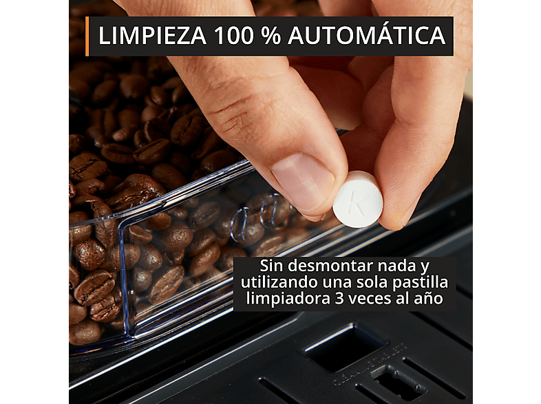 KRUPS Intensity EA50K9 — Cafetera superautomática, Compacta, Negro, 4 bebidas, Espumador de leche manual