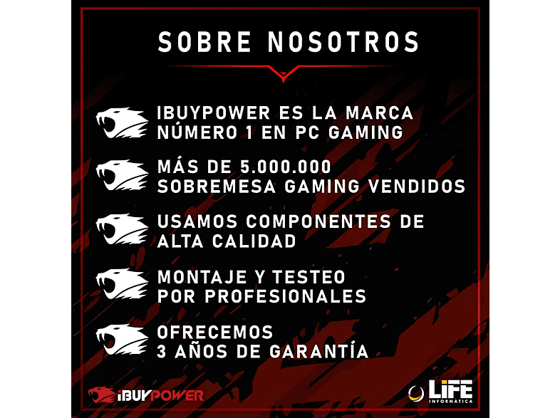 IBUYPOWER Fighter Fenix X Lite — PC Gaming, 16 GB RAM, 1 TB SSD, Negro, AMD Ryzen 7 5700X (ref. 168646210)