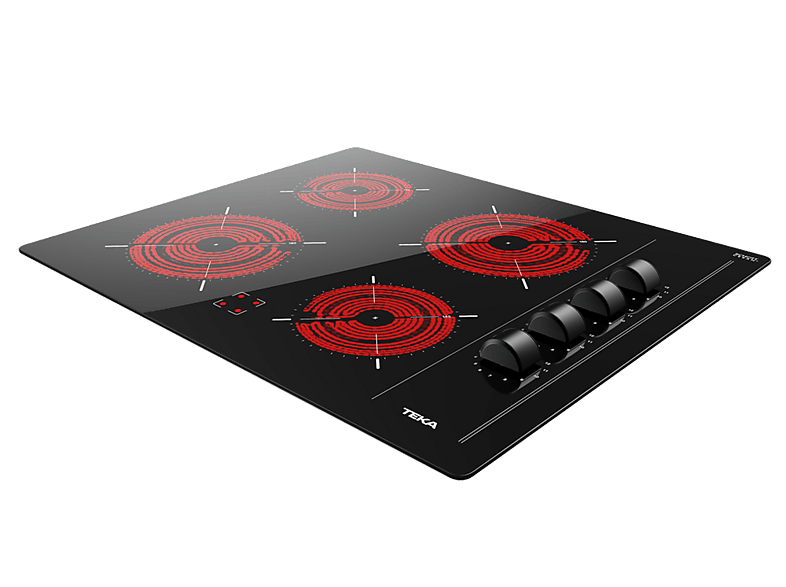TEKA TBC 64000 XFL — Placa vitrocerámica, Zona grande 18 cm, 60 cm, Negro, 4 zonas