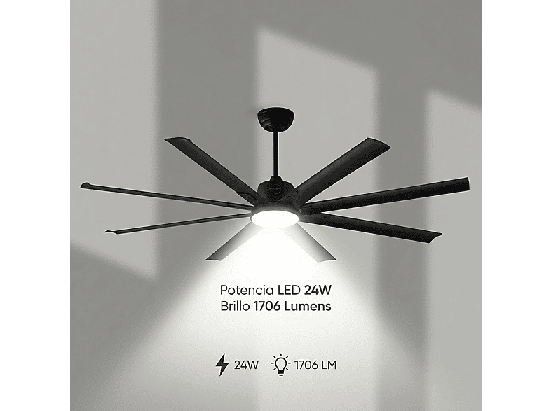 SELEOK NAPOLI_182 — Ventilador de techo, 6 velocidades, Negro