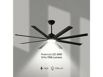 SELEOK NAPOLI_182 — Ventilador de techo, 6 velocidades, Negro