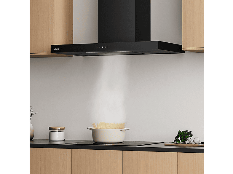 CIARRA CBCB9102 — Campana Decorativa, 4 velocidades, 650 m³/h, 900 mm, Negro