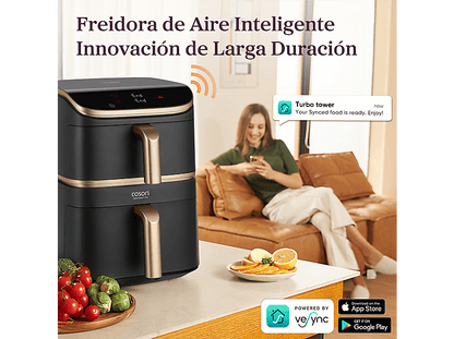 COSORI Turbo Tower Pro Smart™ Chef Edition — Freidora de aire, 2630 W, Negro, Doble Resistencia, 10.8 l