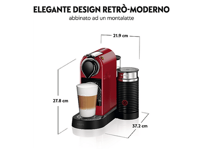 KRUPS Nespresso Citiz & Milk XN7615 — Cafetera de cápsulas, 1260 W, Rojo, 19 bar
