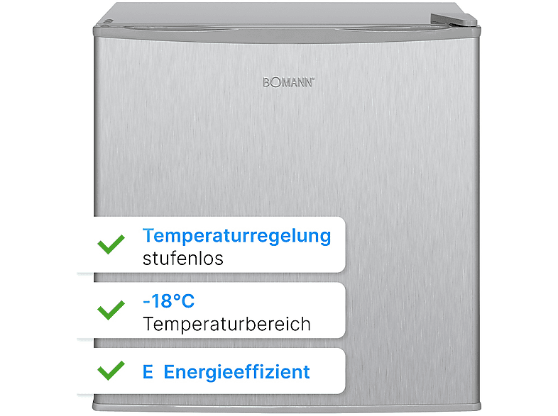 BOMANN 734190 — Congelador bajo encimera, 510 mm, Inox, 31 l