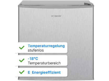 BOMANN 734190 — Congelador bajo encimera, 510 mm, Inox, 31 l