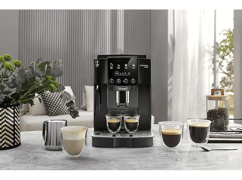 DE LONGHI — Cafetera superautomática, Vaporizador, 1450 W, Negro, De'Longhi Magnifica Start ECAM220.21.BG