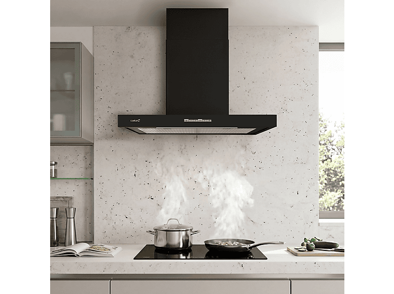 CATA SYGMA 7010 BK — Campana decorativa, 4 velocidades, 802 m³/h, 70 cm, Negro