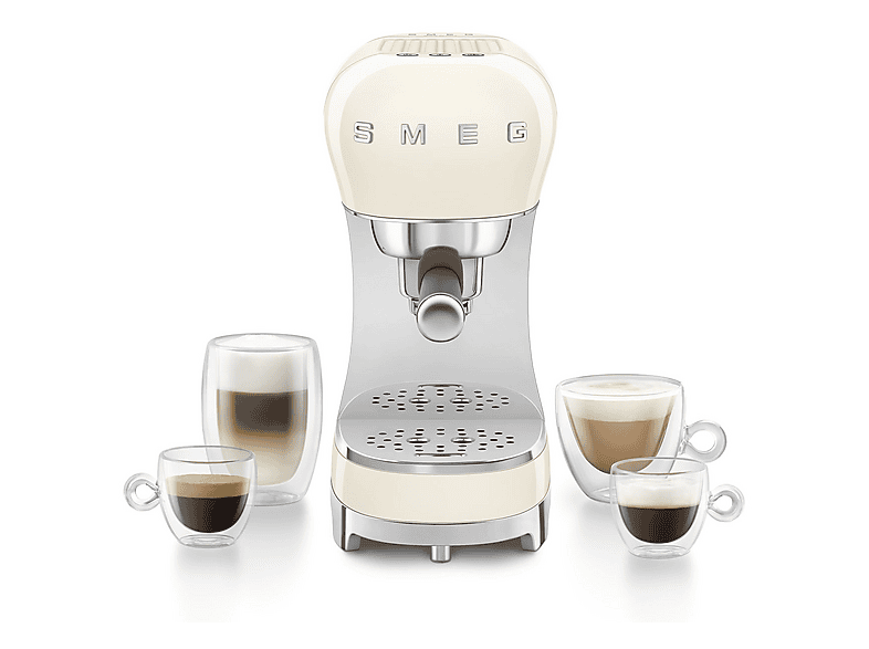 SMEG ECF12CREU — Cafetera express, 1350 W, Crema, 15 bar, 2 Tazas