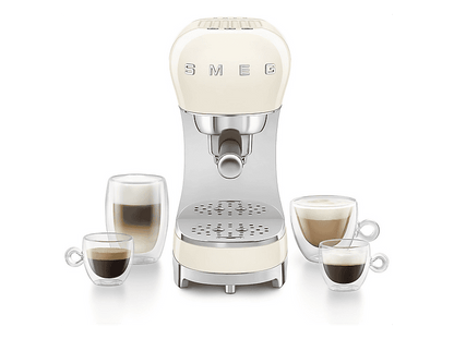 SMEG ECF12CREU — Cafetera express, 1350 W, Crema, 15 bar, 2 Tazas