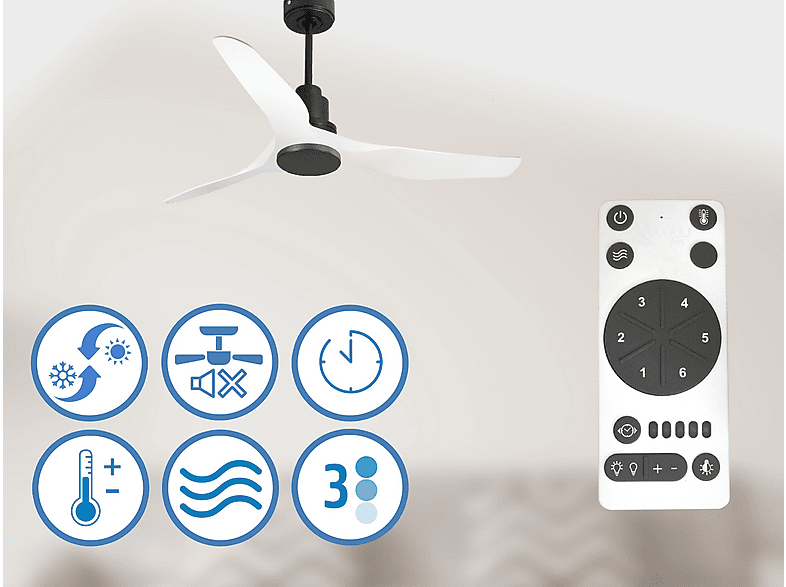 PURLINE ThassosD127C0464566 — Ventilador de techo, 6 velocidades, Negro