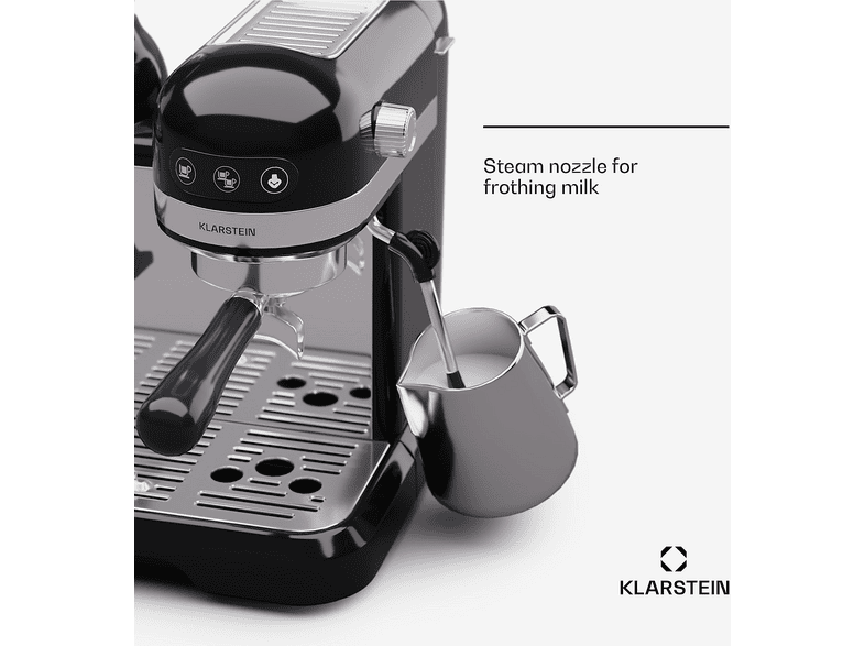 KLARSTEIN Bella Café Espresso — Cafetera espresso, 1550 W, Negro, 20 bar