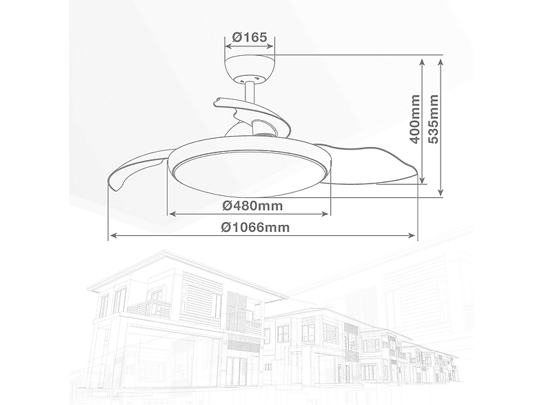 GSC 300005024 — Ventilador de Techo, 40 W, 6 velocidades, Níquel, Aspas retráctiles