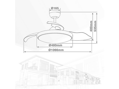 GSC 300005024 — Ventilador de Techo, 40 W, 6 velocidades, Níquel, Aspas retráctiles