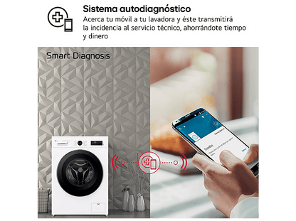 LG F4X1009NWK — Lavadora carga frontal, 9 kg, 10 programas, 1400 rpm, AI Direct Drive™