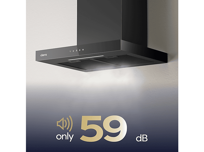 CIARRA CBCB6102 — Campana Decorativa, 4 velocidades, 650 m³/h, 600 mm, Negro