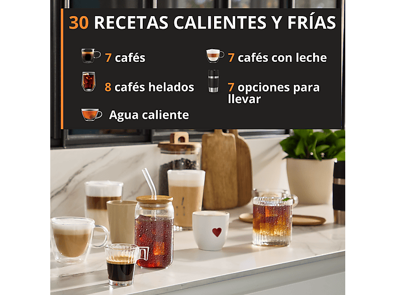 KRUPS Sensation Elite Hot & Cold EA918 — Cafetera superautomática, Molinillo, Táctil, Espumador, 1450 W