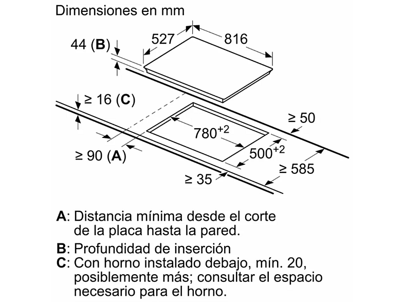 BOSCH PKM875DP1D — Placa vitrocerámica, Vitrocerámica, Eléctrica, 23 cm, Negro