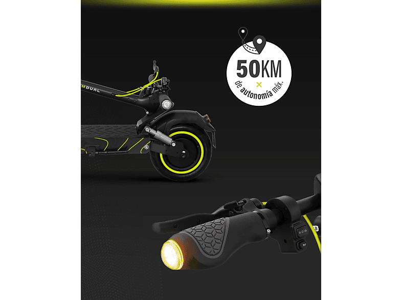 OLSSON MAMBA X-TREM DUAL 50km Autonomía — Patinete electrico, Pot. máx. 2000 W, Carga máx. 120 kg, 15000 mAh, Negro