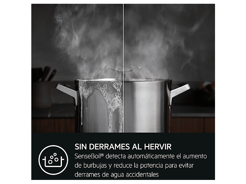 AEG TI63IQ30FB — Placa inducción, Zona grande 28 cm, 59 cm, Negro, 3 zonas