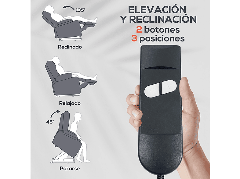 HOMCOM 713-090V92GY — Sillón levanta personas, 42,6 kg, Gris